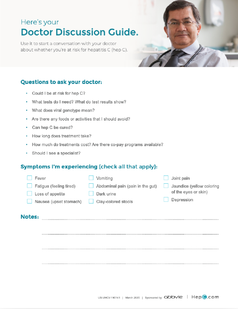 I think I may be at risk for hep C Discussion Guide
